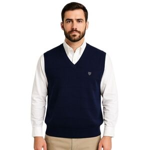 3/$20 Chaps Preppy Knit Navy Blue 100% Cotton Sweater Vest Sz XXL Open To Offers